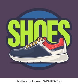 Sneakers shoes vector art with flat illustration style