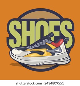 Zapatos de zapatillas de deporte vector de arte con estilo de ilustración plana