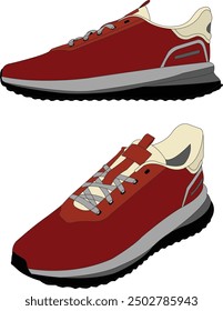 Zapatillas de deporte Vector. Ilustración vectorial plana de dibujos animados, zapatillas de Ilustración vectorial de zapatos. Zapatillas a todo color. Zapatillas de deporte de moda en estilo plano