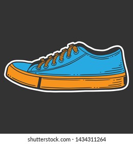 Sneakers shoes. Vector concept in doodle and sketch style. Hand drawn illustration for printing on T-shirts, postcards.