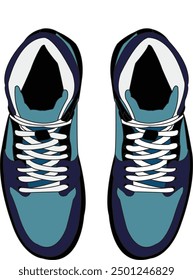 Sneakers shoes vector, Sneakers in flat style, Isolated sneakers shoes fashion, Sneakers drawing flat retro