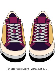 Sneakers shoes vector, Sneakers in flat style, Isolated sneakers shoes fashion, Sneakers drawing flat retro