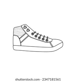 Sneakers shoes vector outline hand drawn illustration in doodle style