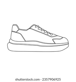 Sneakers shoes vector outline hand drawn illustration in doodle style