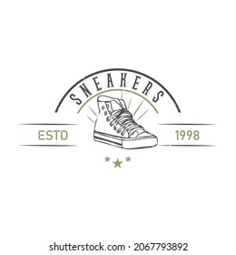 Sneakers shop logo design. Shoes store. Sneaker vector illustration