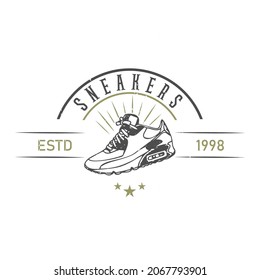 Sneakers Shop Logo Design. Shoes Store. Sneaker Vector Illustration