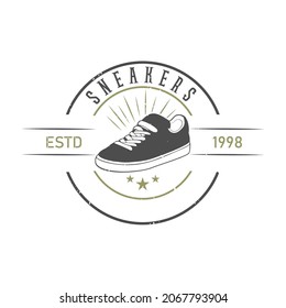 Sneakers Shop Logo Design. Shoes Store. Sneaker Vector Illustration