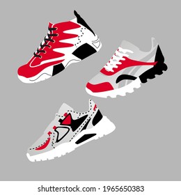 Sneakers. Simple color vector illustration on a gray background.