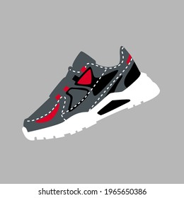 Sneakers. Simple color vector illustration on a gray background.