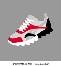 Sneakers. Simple color vector illustration on a gray background.