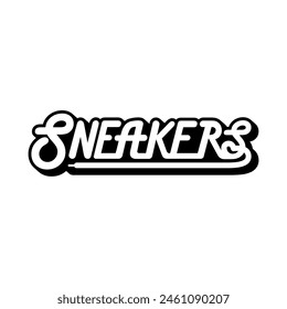 Sneakers slogan custom lettering logo for tshirt streetwear. Sneaker logo sport shoes black red white on white background. Vector Icon Logo Illustration