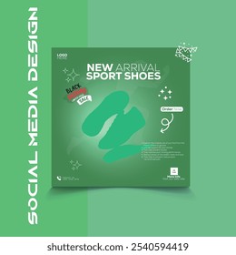 Sneakers social media post design green grediant 