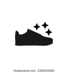 Sneakers and sparkling stars with glitter. Sport running shoe care and clean.  