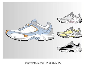 Sneakers for sports are equipped with color combos and shoes with modern patterns.