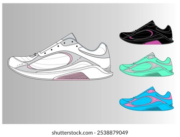 Sneakers for sports are equipped with color combos and shoes with modern patterns