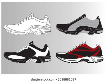 Sneakers for sports are equipped with color combos and shoes with modern patterns