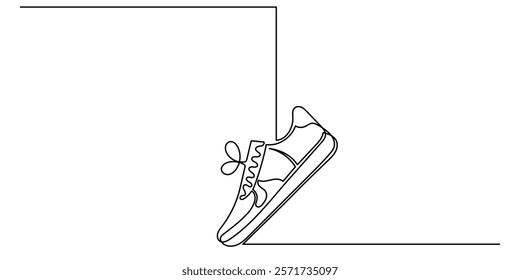 Sneakers Sports Shoe Vector.Continuous line drawing of Fashion sneaker illustration. Line art Modern, Fashionable, stylish, and sports casual shoes.single-line sneakers isolated on a white background.