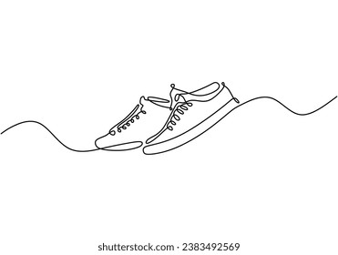 Turnschuhe können in einer durchgehenden, einzeiligen Zeichnung getrieben werden. Vektorgrafik einzeln. Minimalistisches Design handgezeichnet.