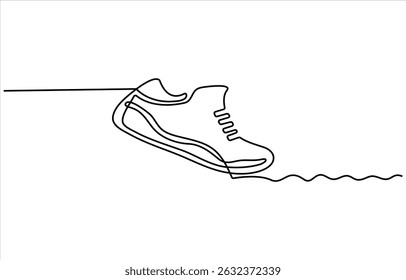 Sneakers sports shoes in a continuous one line drawing. Vector illustration isolated, Casual sneakers shoes continuous one line drawing. Vector illustration of sneakers sports shoes in a continuous.