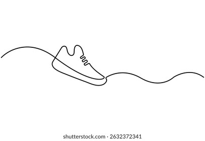 Sneakers sports shoes in a continuous one line drawing. Vector illustration isolated, Casual sneakers shoes continuous one line drawing. Vector illustration of sneakers sports shoes in a continuous.