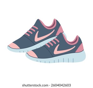 SNEAKERS, sports shoes, healthy lifestyle. Simple flat illustration isolated on white background