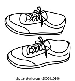 Sneakers. Zapatos deportivos. Ilustración dibujada a mano en forma de doodle.