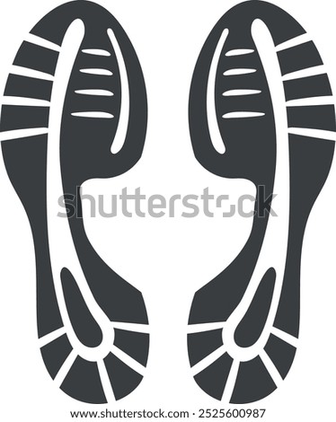 Sneakers step mark black silhouette. Foot print isolated on white background