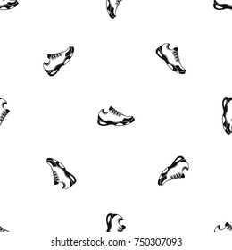 Sneakers for tennis pattern repeat seamless in black color for any design. Vector geometric illustration