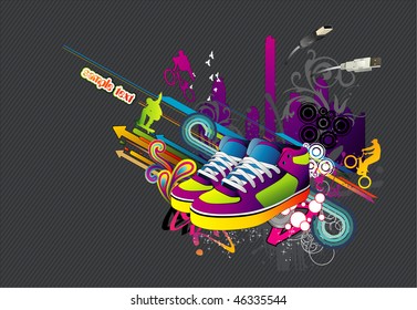 sneakers urban vector illustrations