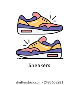 Sneakers vector  Filled outline Design illustration. Symbol on White background EPS 10 File