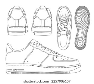 Sneakers Vector Fuerza Gráfica Baja, Buena para tu concepto de zapatillas