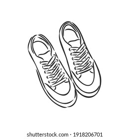 Sneakers. Vector hand drawn illustration. Sketch style. isolated on white. sneakers, vector sketch on a white background