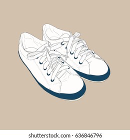 Sneakers. Vector hand drawn illustration. Sketch style