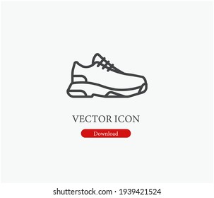 Sneakers vector icon. Editable stroke. Symbol in Line Art Style for Design, Presentation, Website or Apps Elements. Pixel vector graphics - Vector
