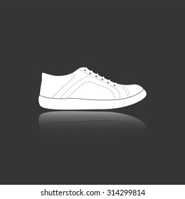 sneakers vector icon with mirror reflection