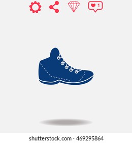 Sneakers vector icon on grey background.