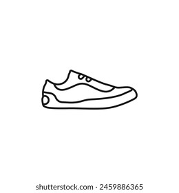 Sneakers vector icon. Shoes stylish logo black line. Sports converse vector. Running outline symbol. Sneaker icon on a white background vector. Vector illustration.