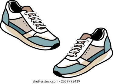 sneakers vector illustration, manual hand traced	