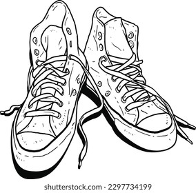 sneakers vector line art black and white