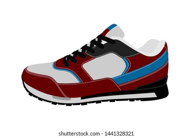 Sneakers in vector on white background.