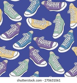 Sneakers vector seamless pattern
