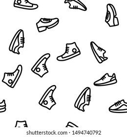 Sneakers Vector Seamless Pattern Thin Line Illustration
