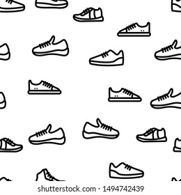 Sneakers Vector Seamless Pattern Thin Line Illustration