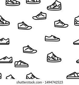 Sneakers Vector Seamless Pattern Thin Line Illustration