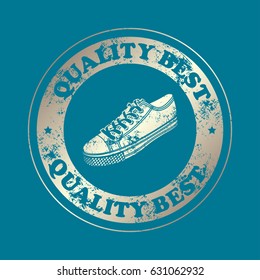 Sneakers , vector. Stamp with text. Quality  best