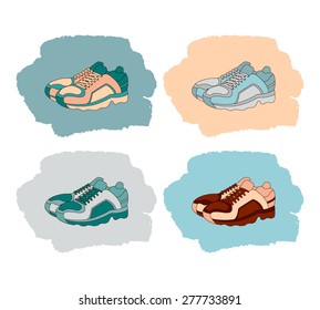Sneakers in vintage style. Vector illustration.