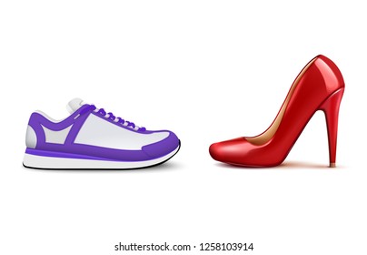 red high heel tennis shoes