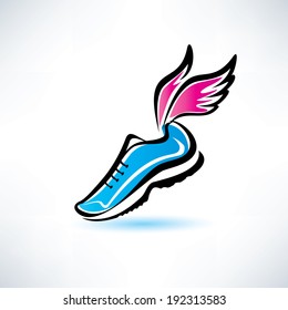 sneakers with wings, outlined sport shoes illustration