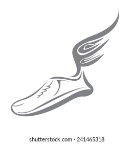 sneakers with wings, sport shoes illustration