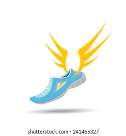 sneakers with wings, sport shoes illustration